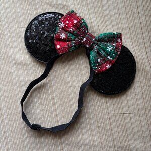 SOLD - My Comfort Gear Disney Ears Green and Red Snowflakes Holiday Disney Ears
